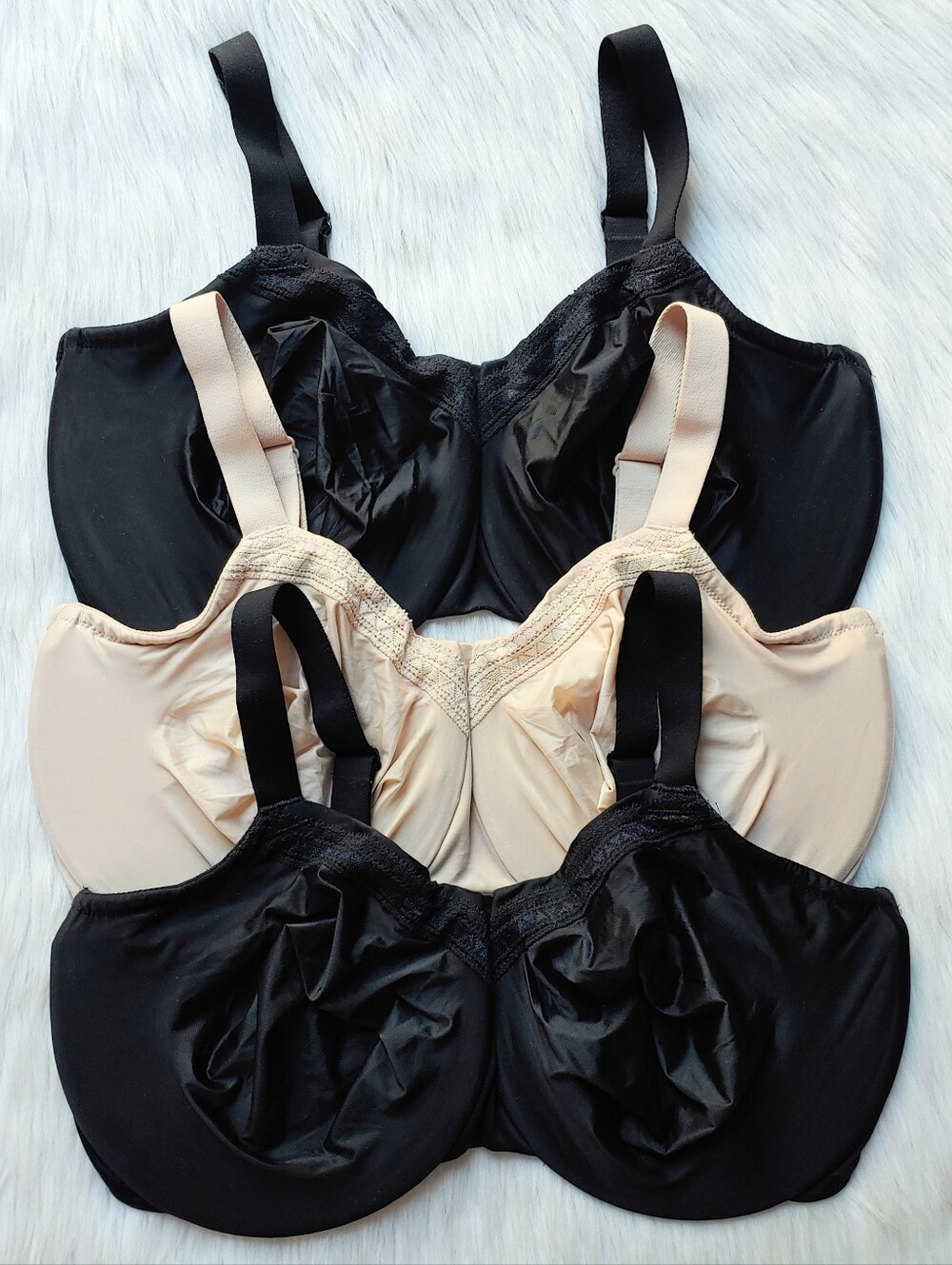 Wacoal Unlined Underwire Bras in Light Beige/ Nude & Black, 38I, #855213